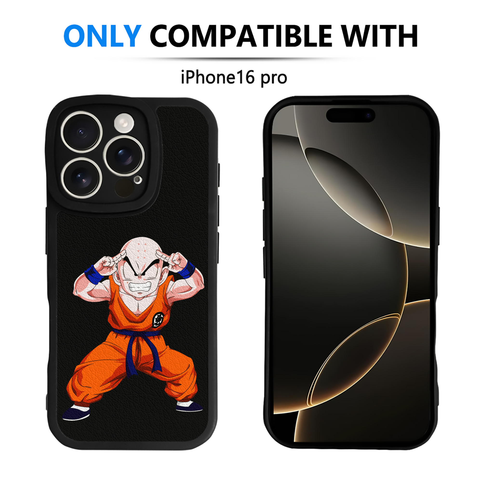 （画像用） ドラゴンボール クリリン DRAGON BALL krillin 【iPhone 16シリーズ対応】シリコンスマホケース（レザー調） 材質：シリコン